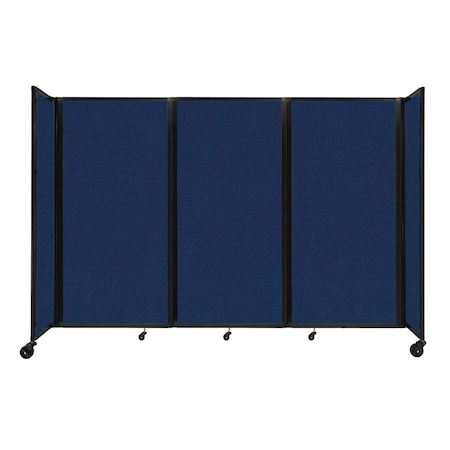 Versare Room Divider 360 Folding Portable Partition 8'6" x 6' Navy Blue Fabric 1172303